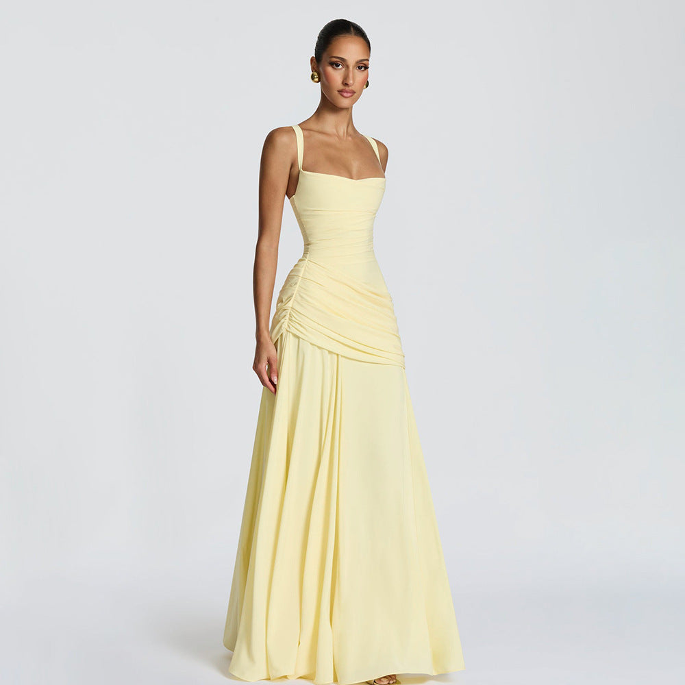 Damen Elegantes Abendkleid mit Off-Shoulder-Design und Fließendem Cape EB