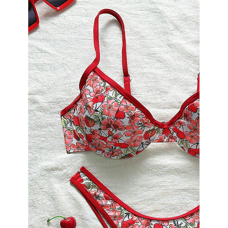 Damen Triangel-Bikini-Set mit floralem Muster und komfortablem Schnitt EB