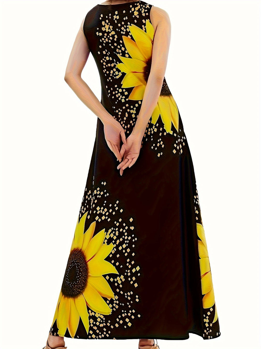 Damen Maxikleid mit floralem Muster und praktischen Taschen EB