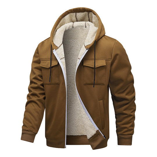 Herren gefütterte Kapuzenjacke im sportlichen Design mit praktischen Taschen EB
