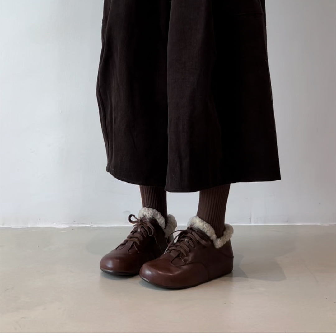 Damen gemütliche Schnürschuhe mit warmem Fleece-Futter EB