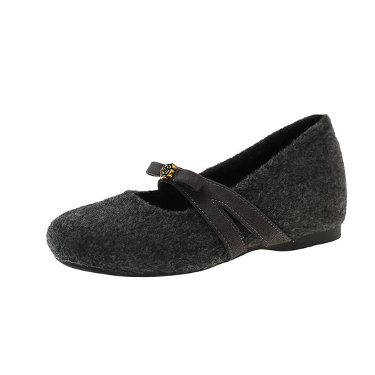 Damen Bequeme Filzschuhe mit dekorativer Schleife EB