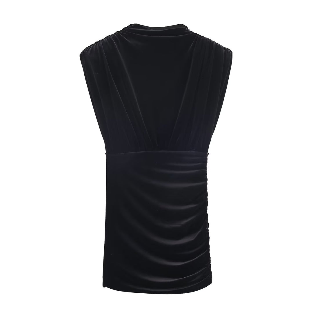 Damen elegantes Top mit Wickeldesign und luxuriöser Drapierung EB