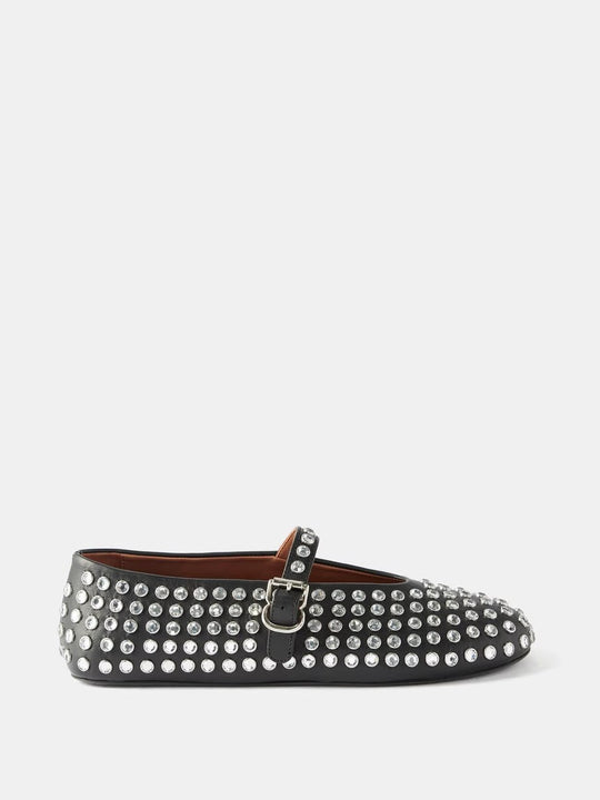Damen  veredelte Mary‑Jane Ballerina mit Strassbesatz und verstellbarer Metallschnalle EB