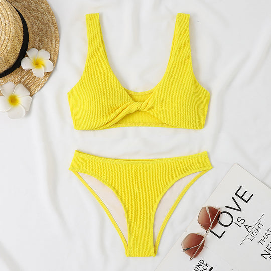 Damen Bikini-Set mit Twist-Design und hohem Taillenbund EB