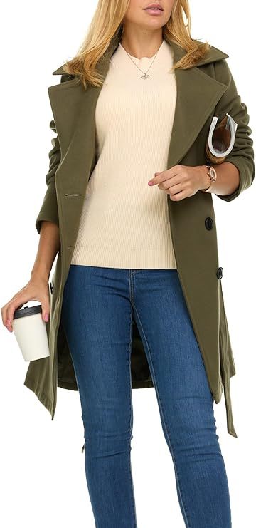 Damen Trenchcoat mit asymmetrischem Saum und breitem Kragen EB