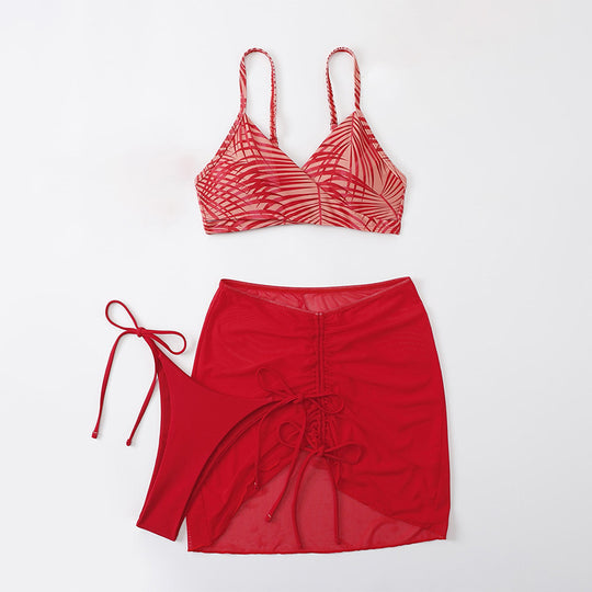 Damen Bikini-Set mit verspieltem Wickelrock und raffinierten Schnürdetails EB