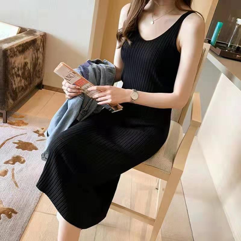 Damen Rippstrick Midi Kleid EB