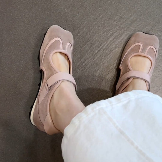 Damen Halbschuhe mit dekorativem Riemen und ergonomischer Sohle EB