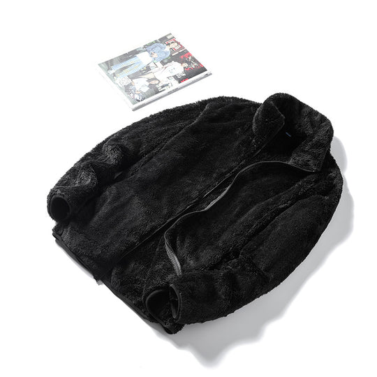 Damen Kuschelige Teddy-Fleecejacke mit Stehkragen und verdecktem Reißverschluss EB