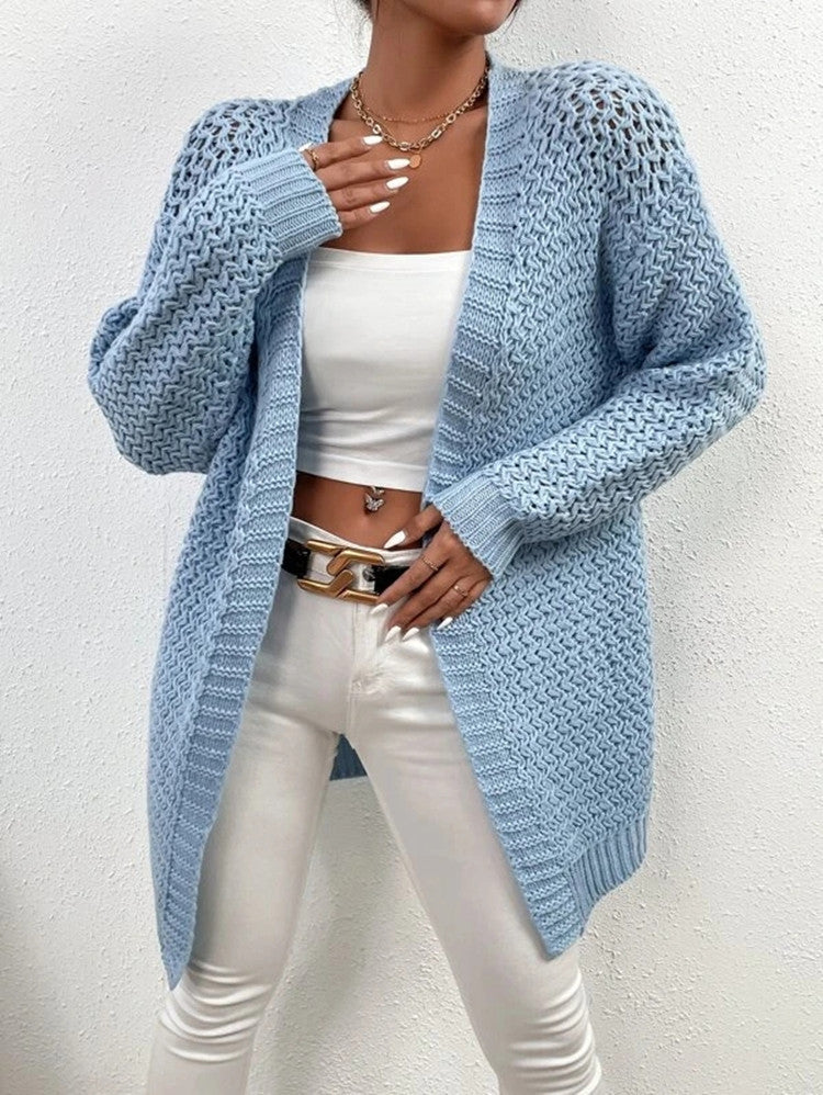 Damen Strickjacke mit luftiger Lochmusterung und lässigem Design EB