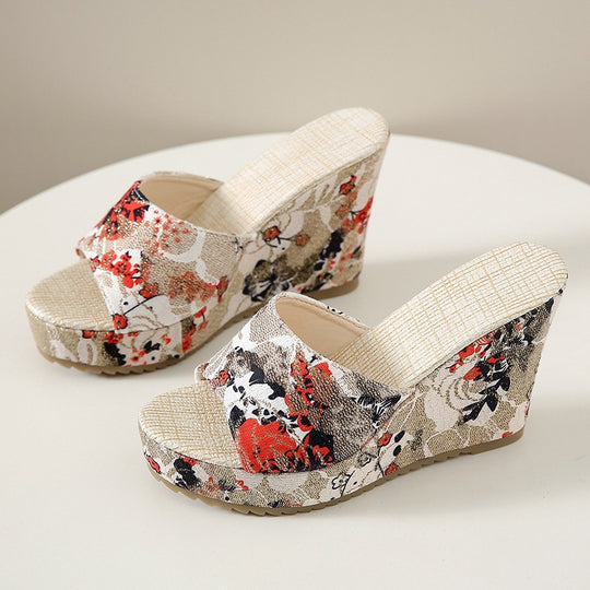 Damen Wedge-Pantoletten mit floralem Design und komfortablem Fußbett EB