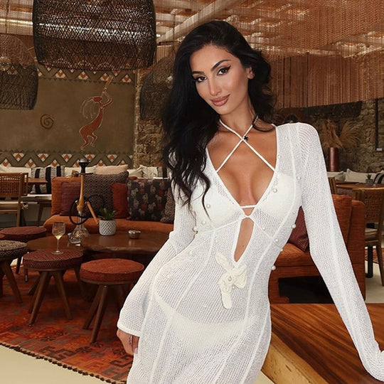 Damen luftiger und eleganter Strandüberwurf EB