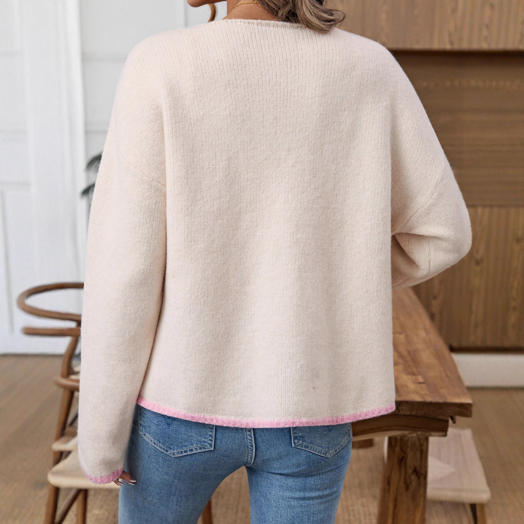 Damen Strickjacke mit eleganten Bindebändern und Taschen EB