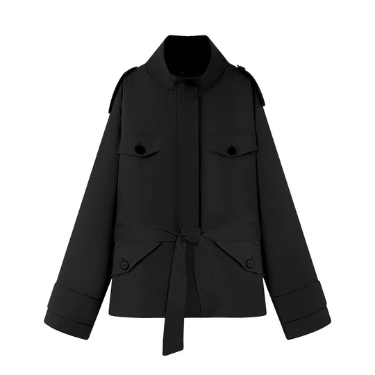 Damen modische Utility-Jacke mit hohem Kragen EB