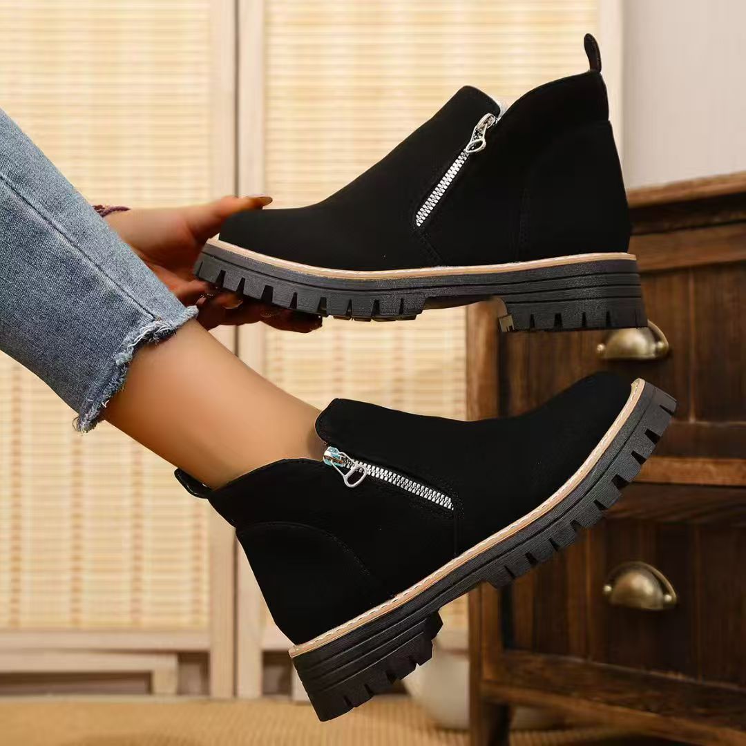 Damen elegante Stiefeletten mit seitlichem Reißverschluss EB
