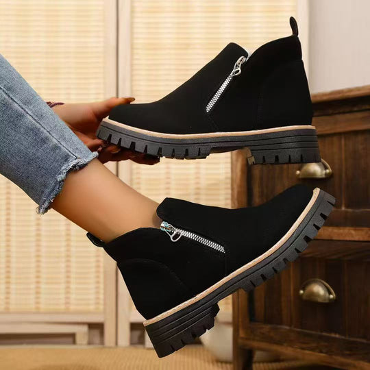 Damen elegante Stiefeletten mit seitlichem Reißverschluss EB
