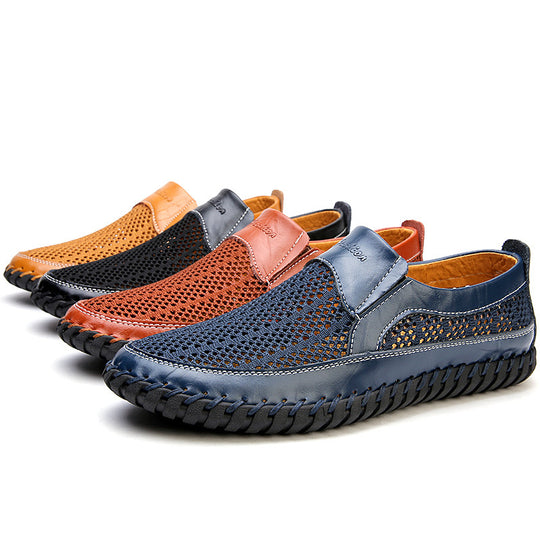 Damen Atmungsaktive Slipper aus weichem Leder mit flexiblem SohlenDesign EB