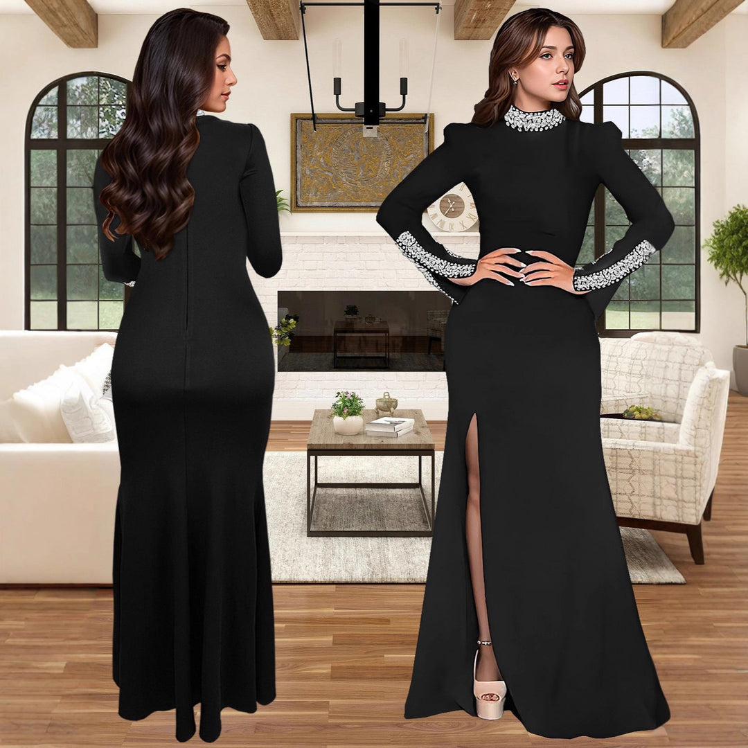Damen Elegantes Abendkleid mit schimmernden Details und hohem Schlitz EB
