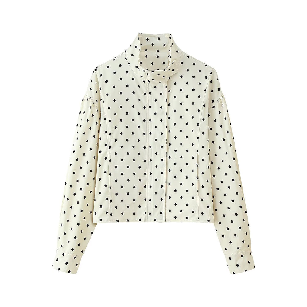 Damen cropped Steppjacke mit modernem Polka-Dots-Design EB