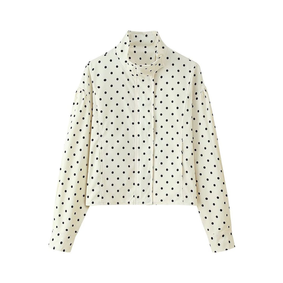 Damen cropped Steppjacke mit modernem Polka-Dots-Design EB