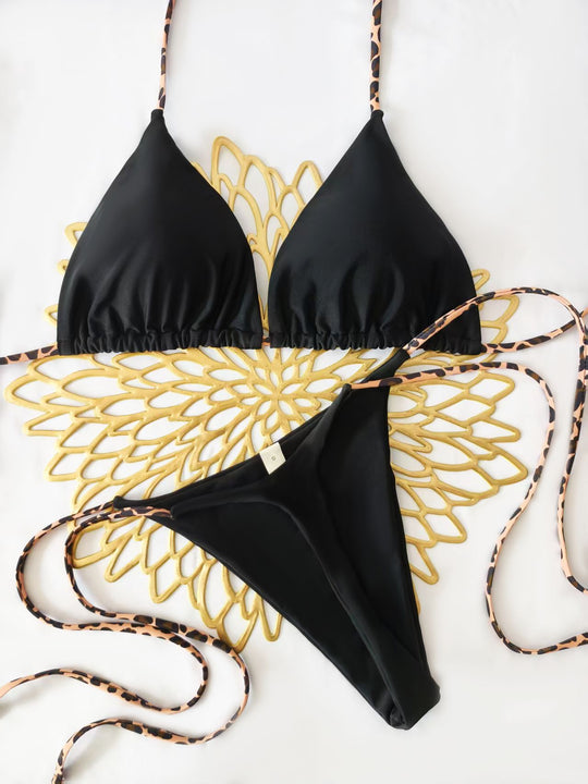 Damen Bikini-Set mit trendigem Animal-Print und modischem Schleifen-Detail EB