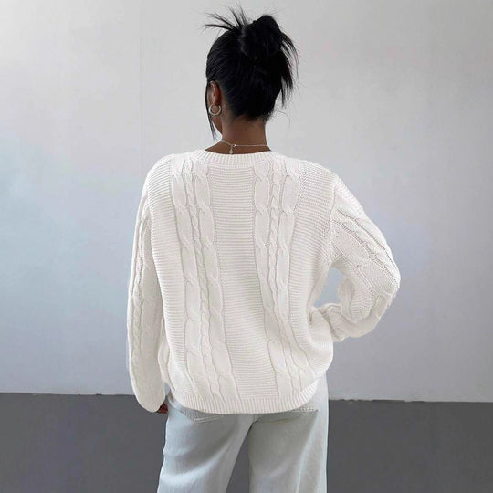 Damen Grobstrickpullover mit zeitlosem Zopfmuster und lässigem Schnitt EB