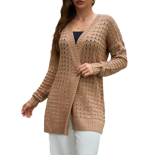 Damen Strickjacke mit luftiger Lochmuster-Optik EB