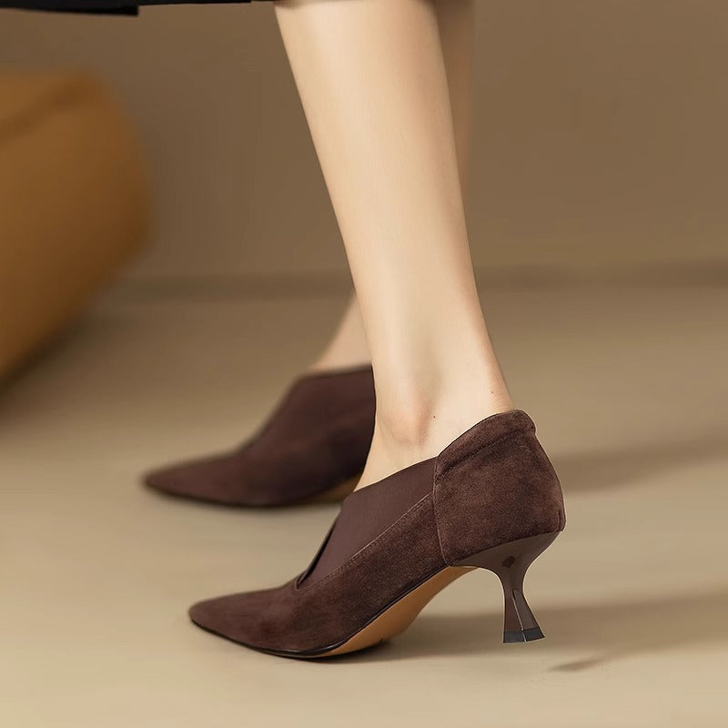 Damen elegante spitze Absatzschuhe mit geschwungenem Design EB