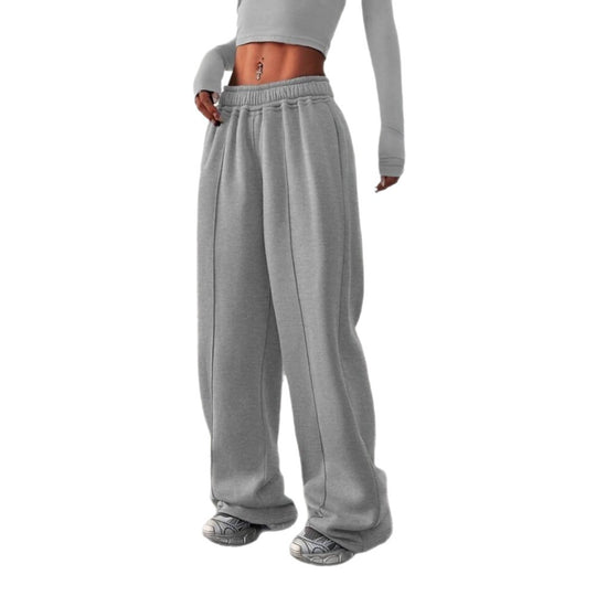 Damen nan enges Cropshirt und weite High-Waist Jogginghosen-Set EB