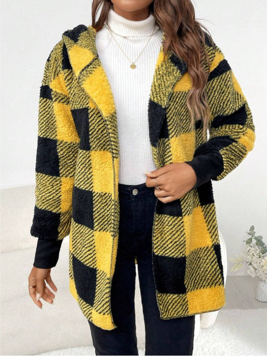Damen Kuschelige Karojacke mit weichem Material und lässiger Passform EB