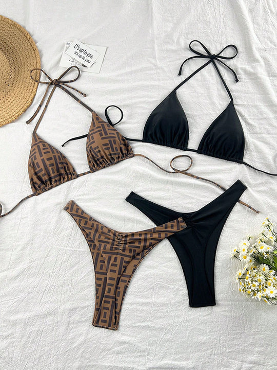 Damen Triangel-Bikini-Set mit verspieltem Design EB