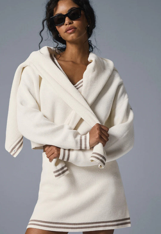 Damen Kapuzenkleid aus strukturierter Baumwolle EB