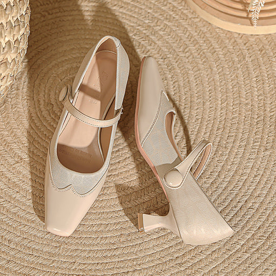 Damen elegante Mary Jane Pumps mit komfortablem Blockabsatz und verstellbarem Riemen EB