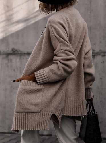 Damen gemütlicher Strickcardigan mit lässiger Silhouette und praktischen Taschen EB