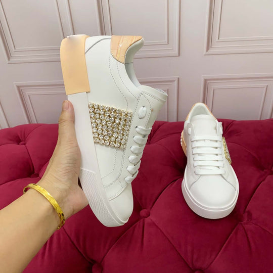 Damen Modische Sneakers mit elegantem Glitzer-Applikation EB
