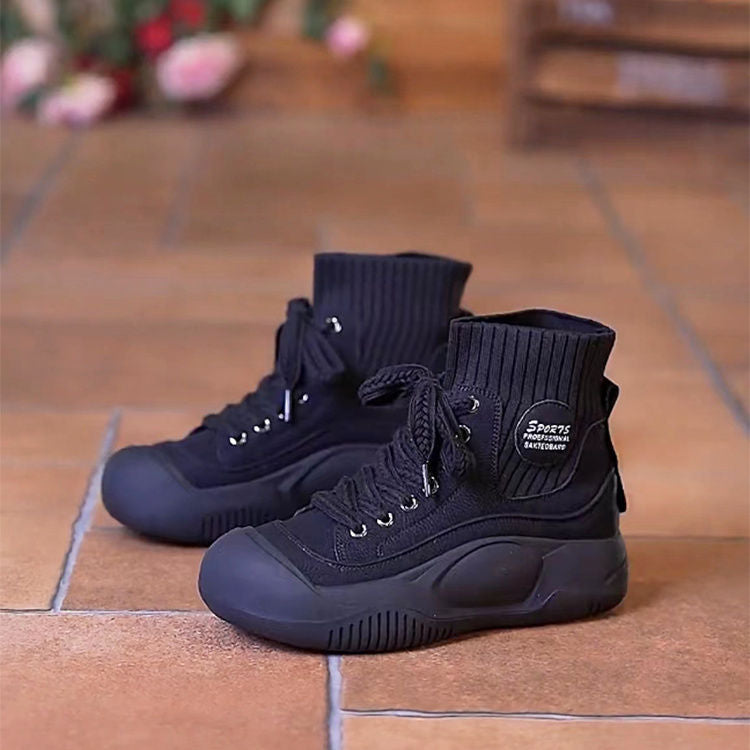 Damen sportliche High-Top Sneakers mit flexiblem Strick-Obermaterial und rutschfester Sohle EB