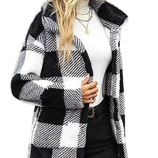 Damen Kuschelige Fleecejacke mit individuellen Karomuster EB