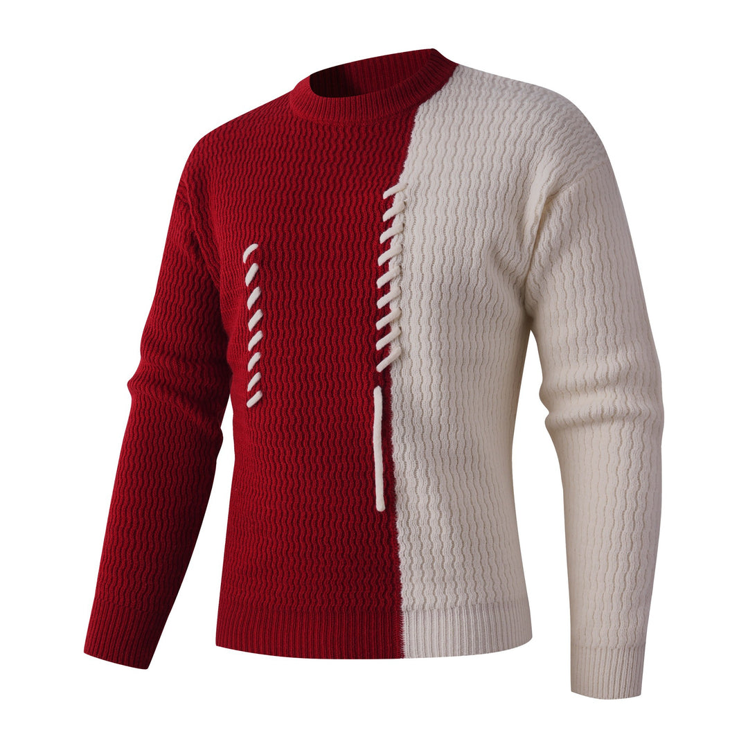 Herren Strickpullover mit modernem Zopfmuster und kontrastierenden Details EB