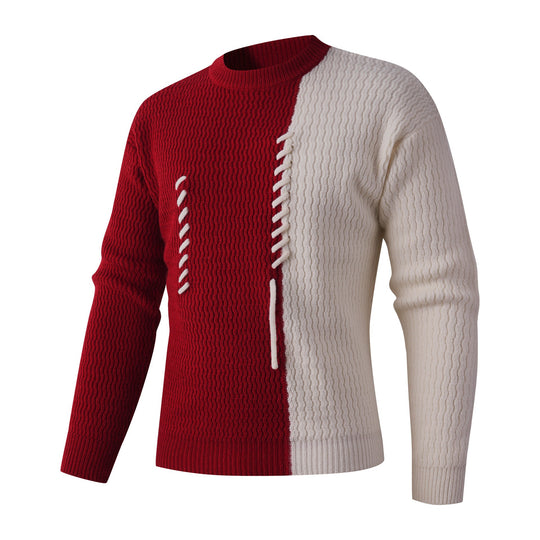 Herren Strickpullover mit modernem Zopfmuster und kontrastierenden Details EB