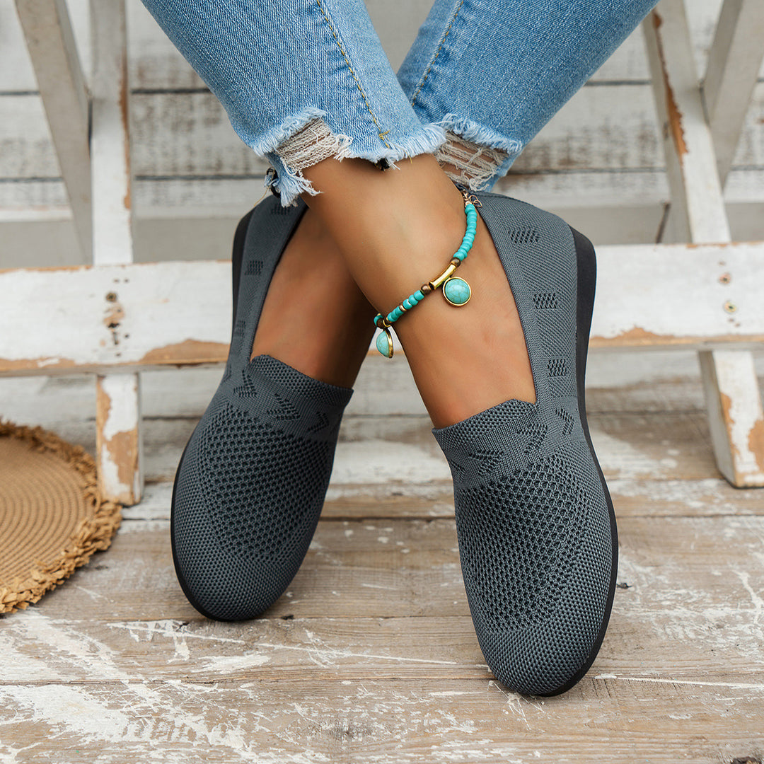 Damen Atmungsaktive Slip-On Sneakers mit flexiblem Strickdesign EB
