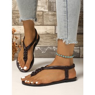 Damen geschlossene Zehentrenner-Sandalen mit geflochtenem Riemendesign EB