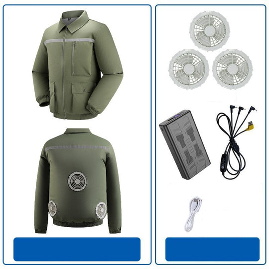 Herren nan belüftete Arbeitsjacke mit integrierten Lüftern, USB-Stromanschluss und reflektierenden Einsätzen EB
