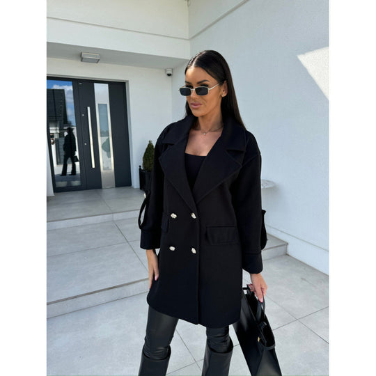 Damen Doppelreiher Oversized Blazer Mantel EB
