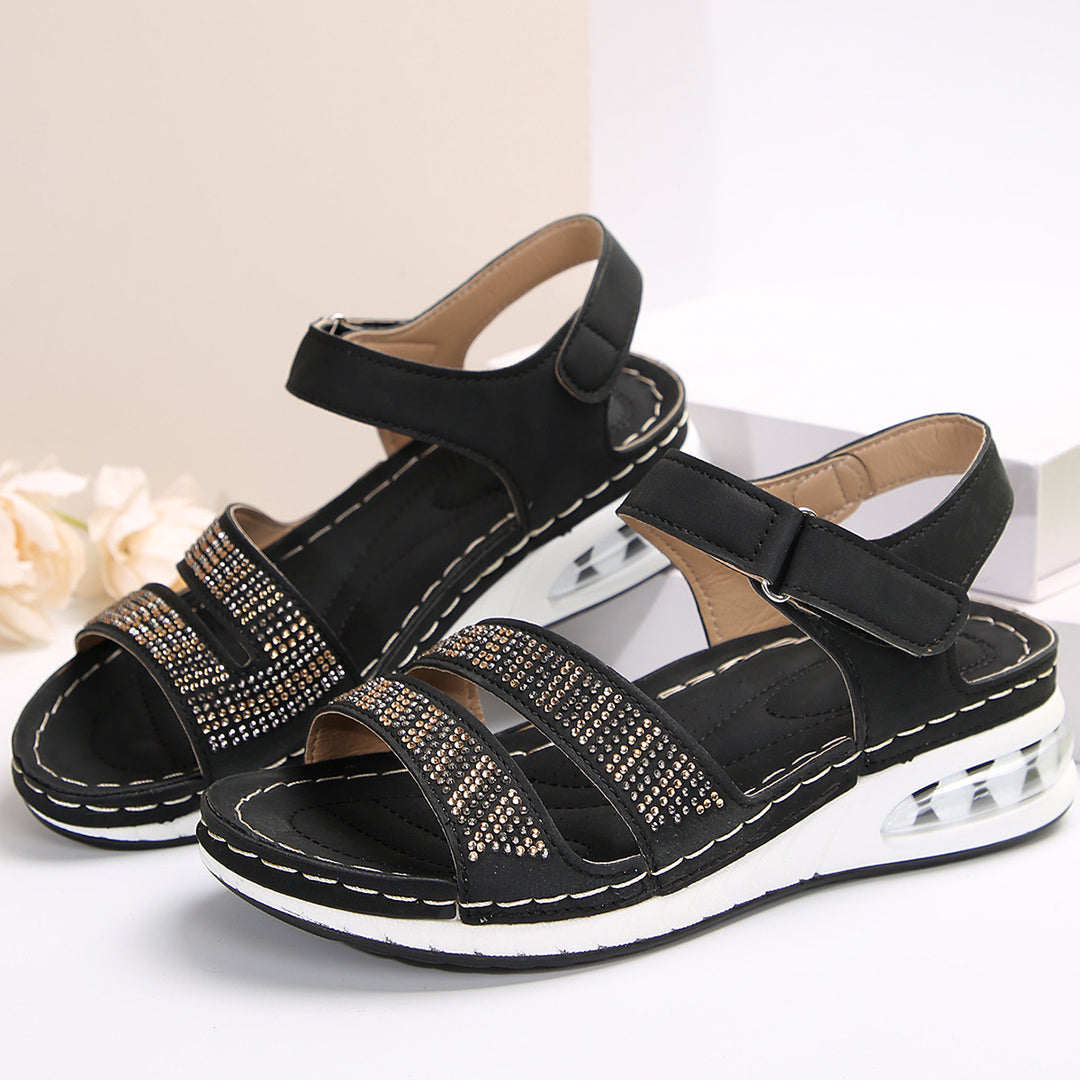 Damen bequeme Sandalen mit glitzernden Akzenten EB