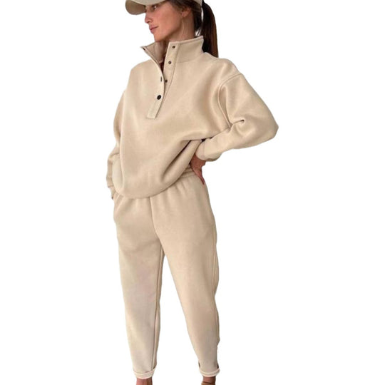 Damen nan kuscheliges Oversize Fleece-Set mit Stehkragen und Jogger EB