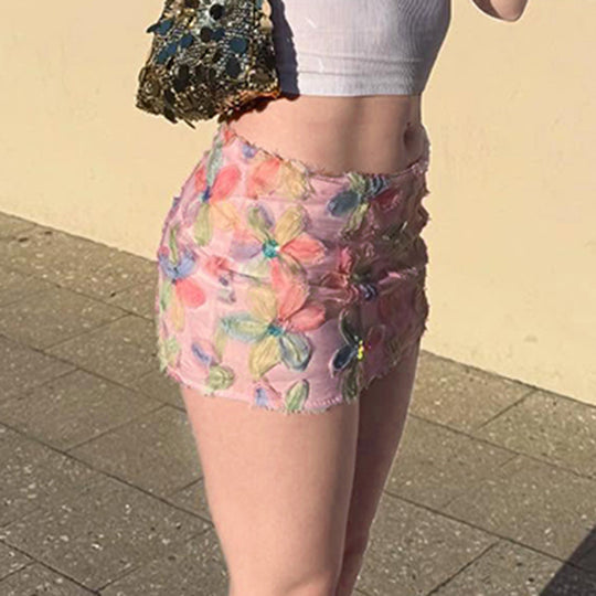 Damen Minirock mit floralem 3D-Design und funkelnden Akzenten EB