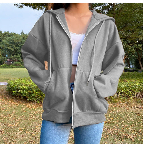 Damen bequeme Kapuzenjacke mit praktischen Taschen und lässigem Schnitt EB