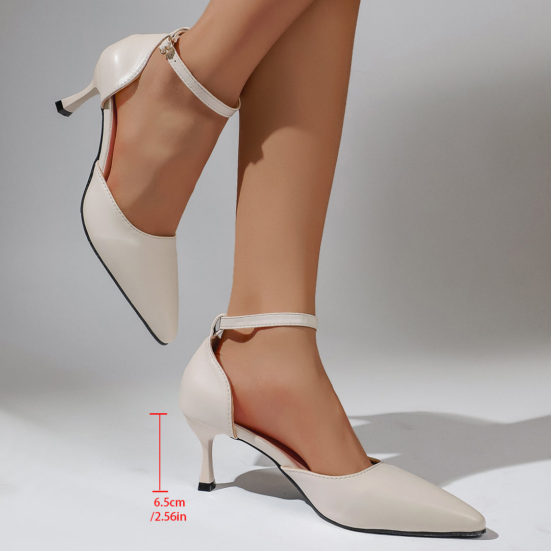 Damen elegante Slingback-Pumps mit schmalem Absatz und modischem Knöchelriemen EB