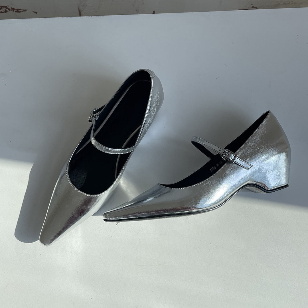 Damen elegante Ballerinas mit modischer Schnallenverzierung und bequemer Innensohle EB